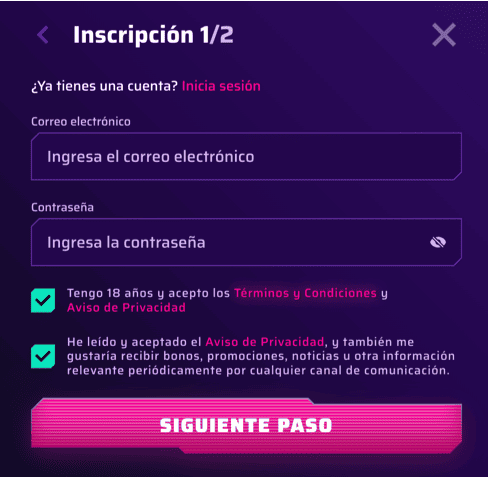 Registration at Roby casino